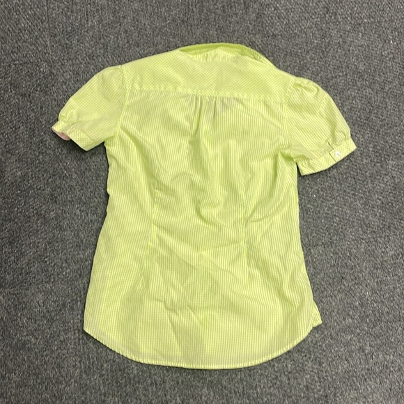 Lilly Pulitzer Green Gingham Checked Short Sleeve Feminine Blouse Top Size 2 - Picture 4 of 4